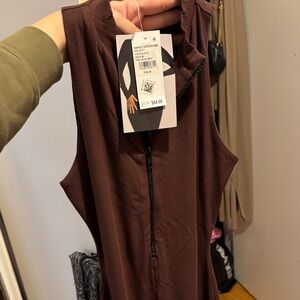 Naked Wardrobe Brown Sleeveless Jumpsuit